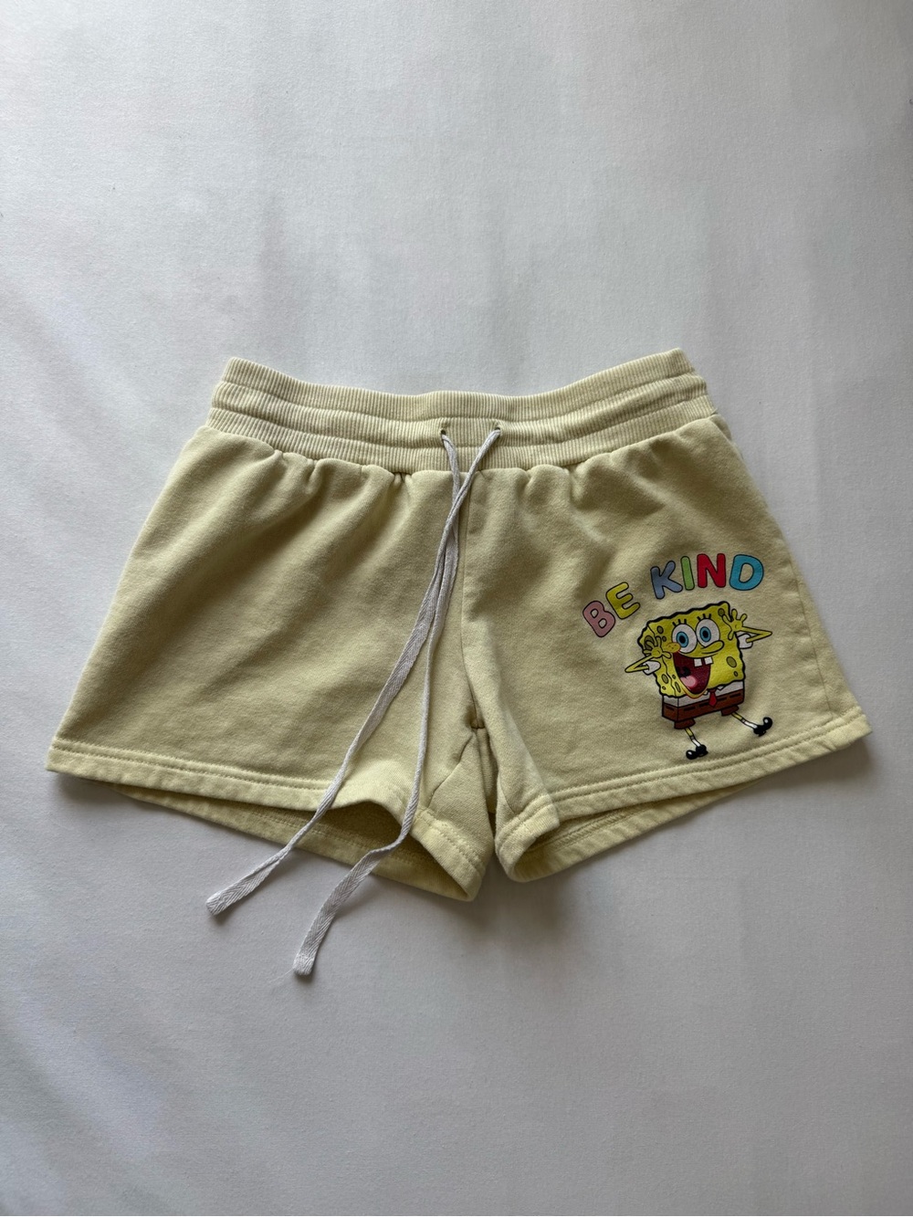 SpongeBob SquarePants Yellow Y2K Vintage Be Kind Sweat Shorts | Size Small